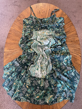 Angie Women's Green Floral Sleeveless Boho Maxi Dress Tie Front Size 3X