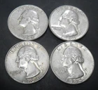 Four 1964 Washington Quarters . All 90% Silver.