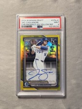 2024 Bowman Draft Chrome Jac Caglianone Yellow Refractor Auto /75 PSA 9