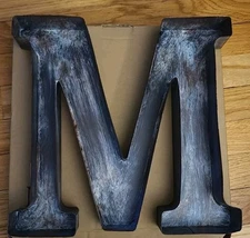 Will's wine cork holder metal monogram letter M stone large 12x12x2 New 