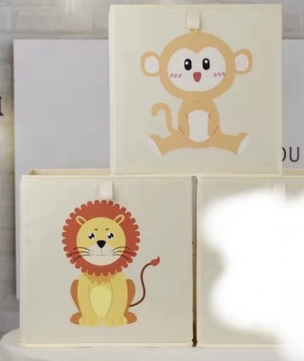 Set 2 Stück Löwe & Affe Tier Faltbar Spielzeug Aufbewahrungsboxen Kinder Organizer Korb