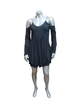 Romeo+Juliet Couture Cutaway Swing Cold Shoulder Spaghetti Straps Dress Black S