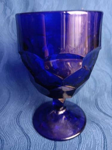 Viking Georgian Glass Goblet Footed Stemmed CobaltBlue Bev Tumbler Replacemt Vtg