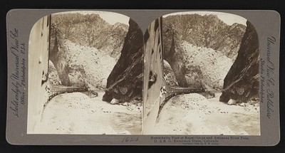 Royal Gorge Arkansas River Colorado 1906 D&RG Excursion Train Stereoview
