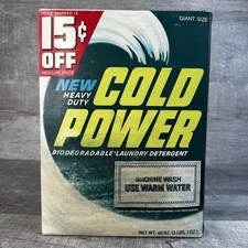 Vintage 1970’s Cold Power Powder Laundry Detergent 3lb 1Oz New Sealed Prop
