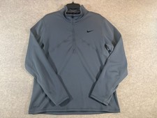 Nike Dri-FIT Mens Gray Quarter Zip Pullover Training Running Shirt Large