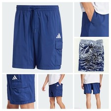 Adidas 2XL Men's Cargo Shorts Blue/White Comfort Drawstring Lifestyle JF3532 New