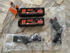 Lot 2x Spektrum RC 7.4V 1400mAh 2S 30C LiPo Battery IC2 S10 Mini USB-C Chargers