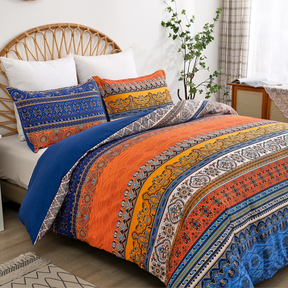 Bohemian Floral Soft Duvet Cover Bedding Set Single Double King Size