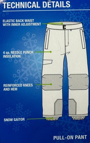 Slalom Kids Boys Insulated Pull On Cargo Snow Pant-Smoked Pearl, XS 4/5 - Picture 8 of 12