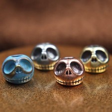 Punk Pumpkin Skull Head Brass Knife Bead Lanyard Pendant EDC Paracord DIY