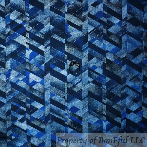 BonEful Fabric FQ Cotton Quilt Gray B&W Tone Prism Silver Metallic Stripe Print - Picture 10 of 12