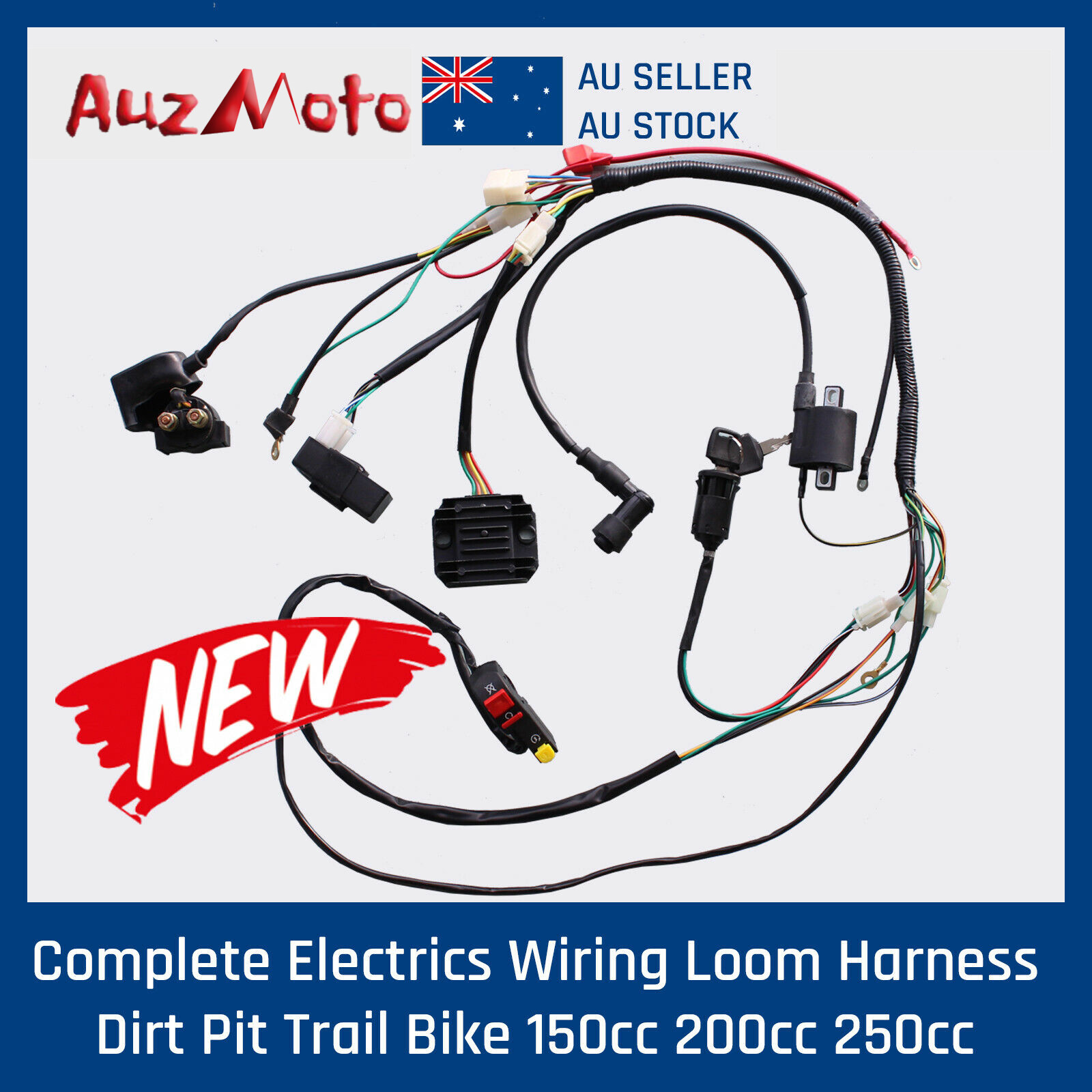 Full WIRE LOOM WIRING HARNESS 150cc 200cc 250cc 300cc ATV QUAD BIKE BUGGY  GOKART | eBay