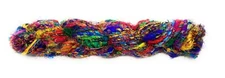 Fair Trade Recycled Silk Sari Yarn 100 gram Skein MULTI COLORED
