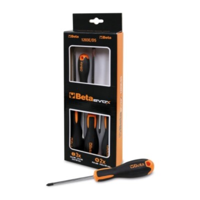 Beta Tools 5 piece Screwdriver Set - 1203E/D5 - 012031001