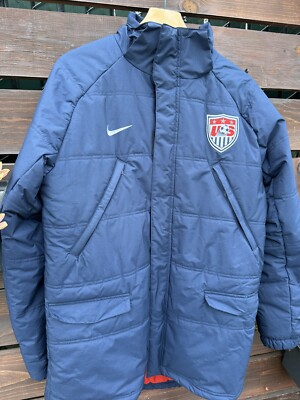 Vtg Nike Team USA Soccer Olympics Parka Stadium Bench Jacket Lined