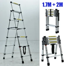 Aluminum Telescopic 5+6 Steps Ladder 1.7m/2.0m A-Type Frame Folding Ladder EN131