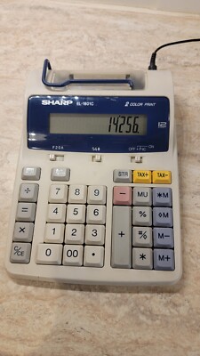 Sharp EL-1801C Portable 12-Digit 2-Color Printer Calculator + Power Adapter
