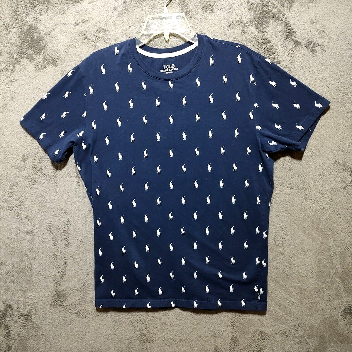 POLO Ralph Lauren camicia adulto blu medio grafica pony logo manica corta uomo