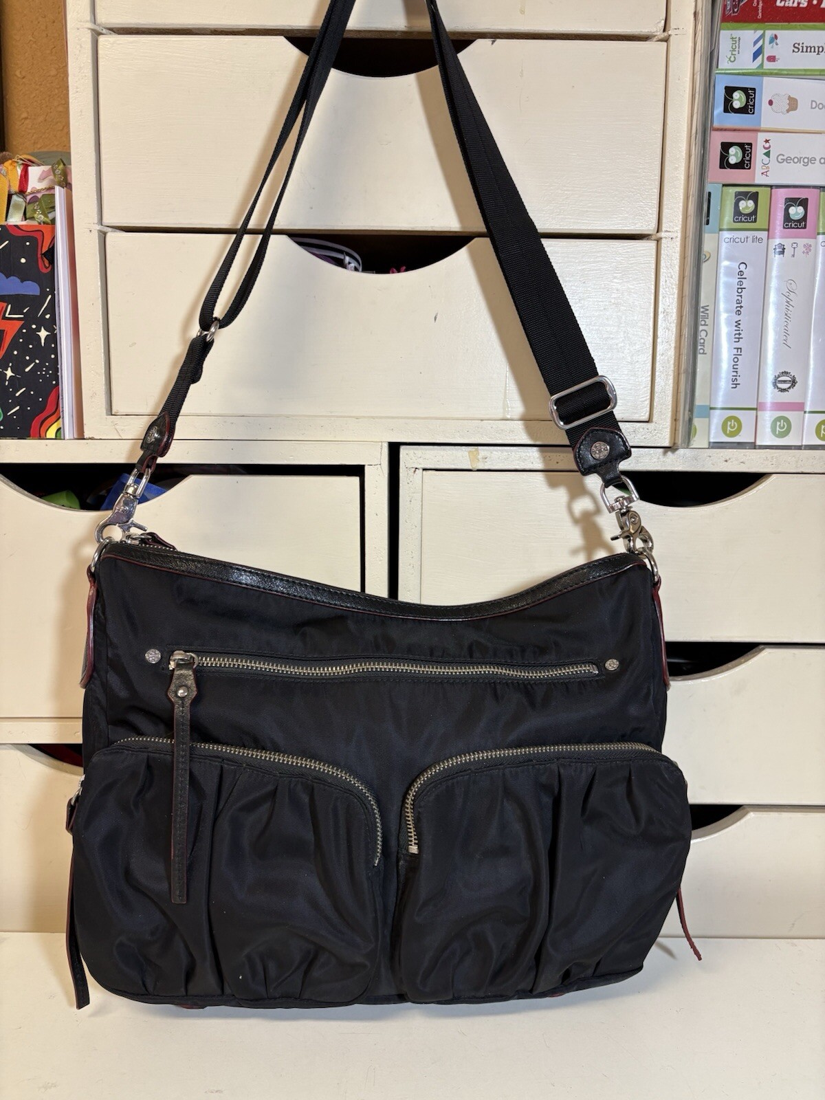 MZ Wallace Black Nylon Large Shoulder Bag with Adjustable Strap & Multiple Pockets
