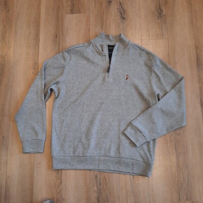 U.S. POLO ASSN Men s Lg Charcoal Gray 1/4 Zip Mock Neck Sweater Sweatshirt