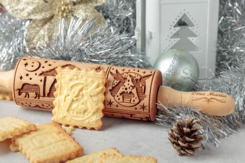 Nativity Embossed rolling pin Springerle cookie Mold Press Clay Pottery Stamps - Picture 5 of 18