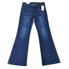 7 For All Mankind Dojo Women's Jeans Flared Bootcut Wide Leg Stretch Blue