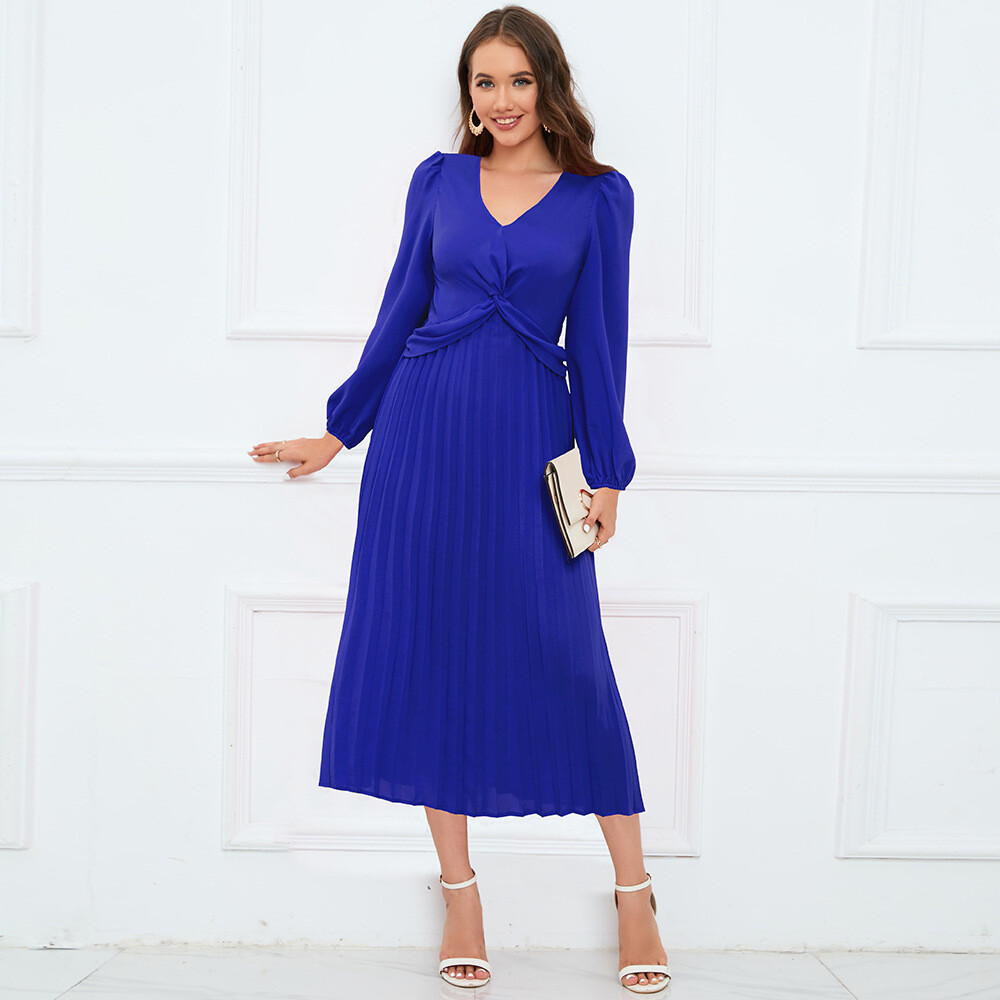 l ide galerie v neck pleated column midi dress Rivera Pleated Surplice Midi Dress A-Line Sleeveless