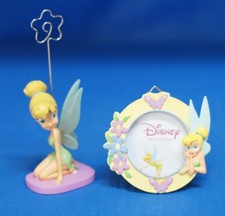 Tinker Bell Kneeling Figurine Photo Clip & Round Picture Frame Disney Enesco
