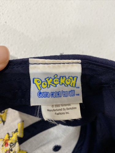 Vtg 2000 Kids Pokemon Pikachu Baseball Hat Cap Adjustable Strapback Youth Navy - Picture 8 of 9