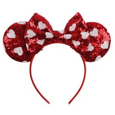 Mouse Ears Headbands Glitter Bow Valentines Day Headband Red Sequin Hair Band
