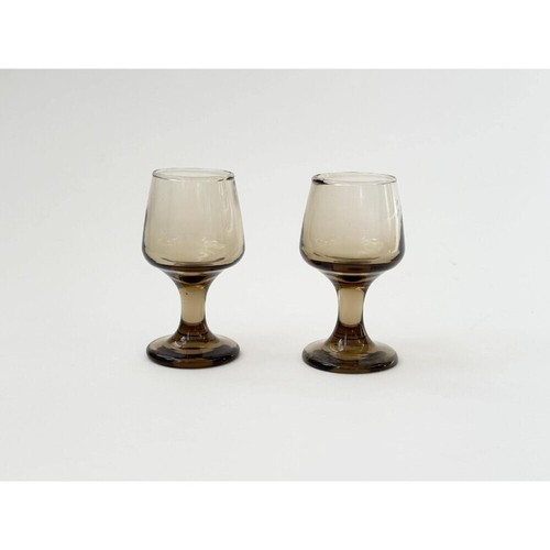 Libbey Glass Co. Tawny Cordial | Aperitif Vintage Midcentury Smoke Glass Cups - Picture 4 of 8