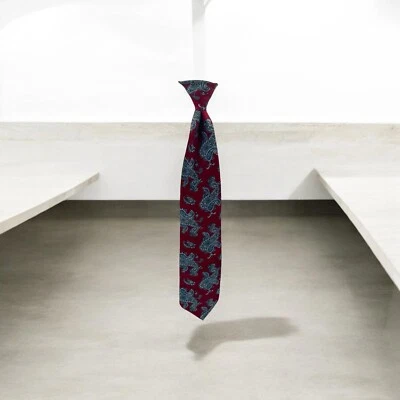 TownCraft Clip-On Paisley Tie Burgundy, Blue, And Gray - Image 1 of 4