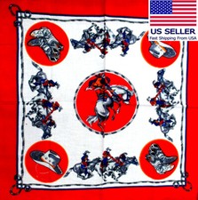 Cowboy Rodeo Design--Cotton Bandana Durag Head wrap Scarf 22 X 22"