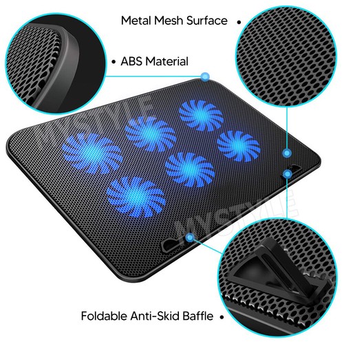 A9 Laptop Cooler Cooling Pad 6 Powerful Fan Table Stand for 12"-17" Laptop LED - Picture 3 of 11