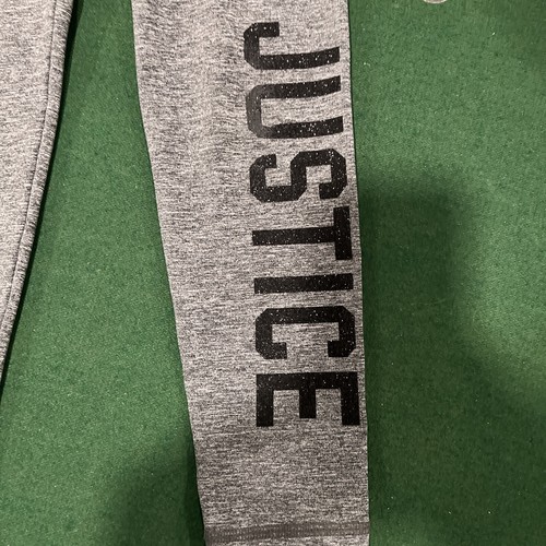 Nice!! Slightly Used!! JUSTICE, GIRLS GRAY LEGGINGS WITH GLITTER, SIZE 8 - Picture 2 of 4