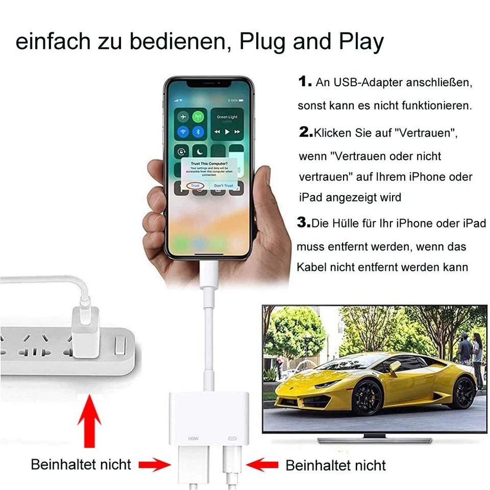 Apple zu HDMI Kabel Digital AV TV HD 1080P Adapter für iPad Air iPhone 13 12 11 - Bild 3 von 4