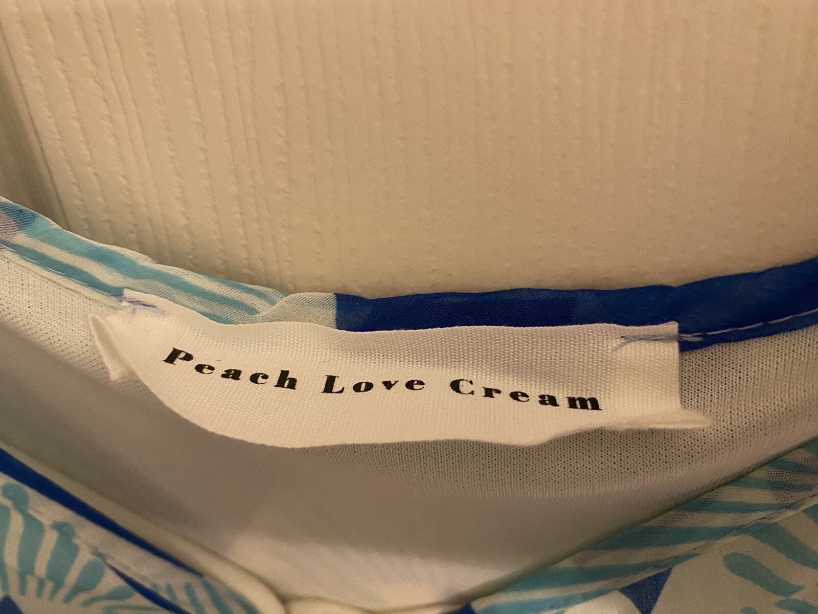 PEACH LOVE CREAM WOMENS BLUE CHEVRON DRESS SIZE S image 3