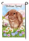 Welcome Spring Garden Flag - Cinnamon Mini Lop Rabbit