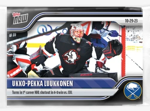 Ukko-Pekka Luukkonen 2023-24 NHL TOPPS NOW Sticker 20 1st Career Shutout PR: 214