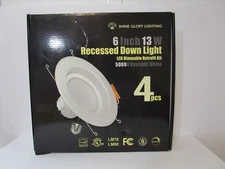 4" LED Recessed Can Lighting 5000K Daylight White Light, 4 Pieces, FREE SHIP!