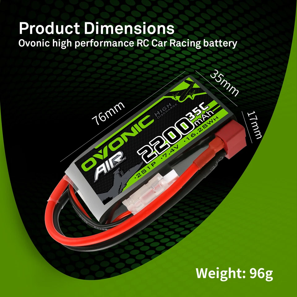 2X OVONIC 35C 2200mAh 2S LiPo Akku 7.4V w/ T Stecker Für Flugzeuge RC Drohne FPV - Bild 3 von 4