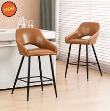 Set of 2 Modern Bar Stools Bar Height Chairs Brown for Home Kitchen Bar NEW