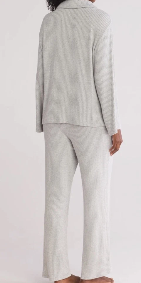 NUEVO Conjunto de pijama Nordstrom Rack acanalado manga larga pequeño gris claro Foto 2 de 3