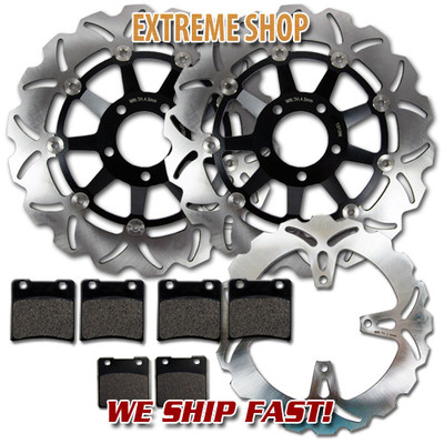 Suzuki F+R Brake Disc Rotor 1998-2002 Pads GSX 600 /& GSX 750 Katana