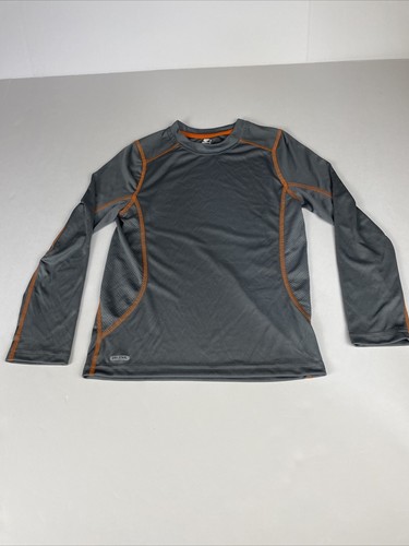 Starter Brand Boys/Girls Shirt GRAY w/ BRIGHT ORANGE STITCH size Med 8 Pre Owned