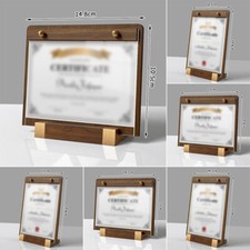 Acrylic Sign Holder Menu Paper Advertising Display Stand Wood Base Price List