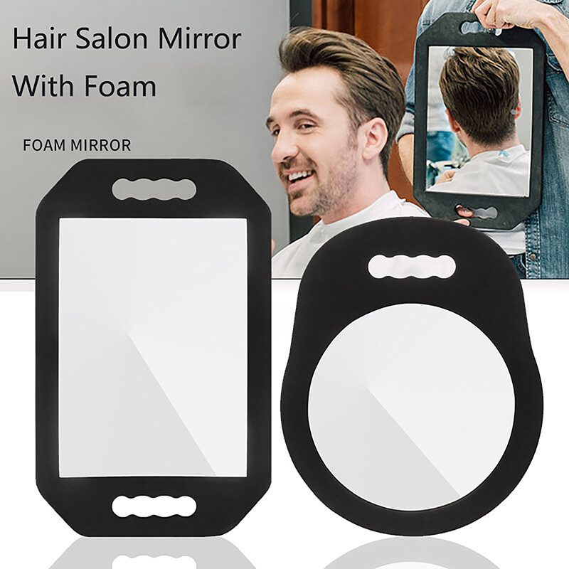 Foam Handheld Hairdressing Mirror Foam Round Rectangular Hairdressing