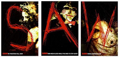 SAW (2004) ORIGINAL SET OF 3 ADVANCE MOVIE POSTERS  -  ROLLED  -  SINGLE-SIDED