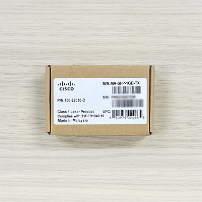 Cisco Meraki MA-SFP-1GB-TX 1G T Copper 100m RJ45 SFP Optic Module